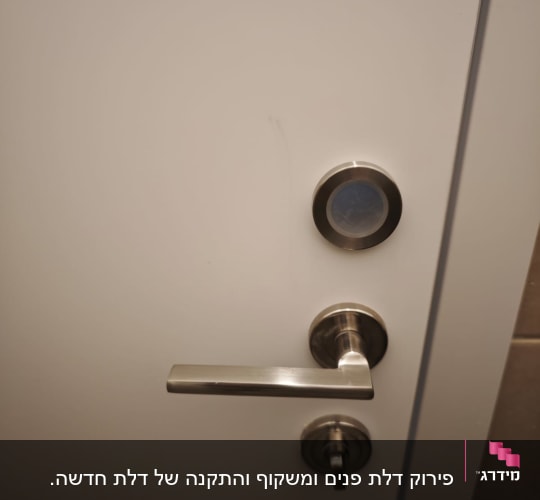 ידית ודלת עם מנעול כסוף